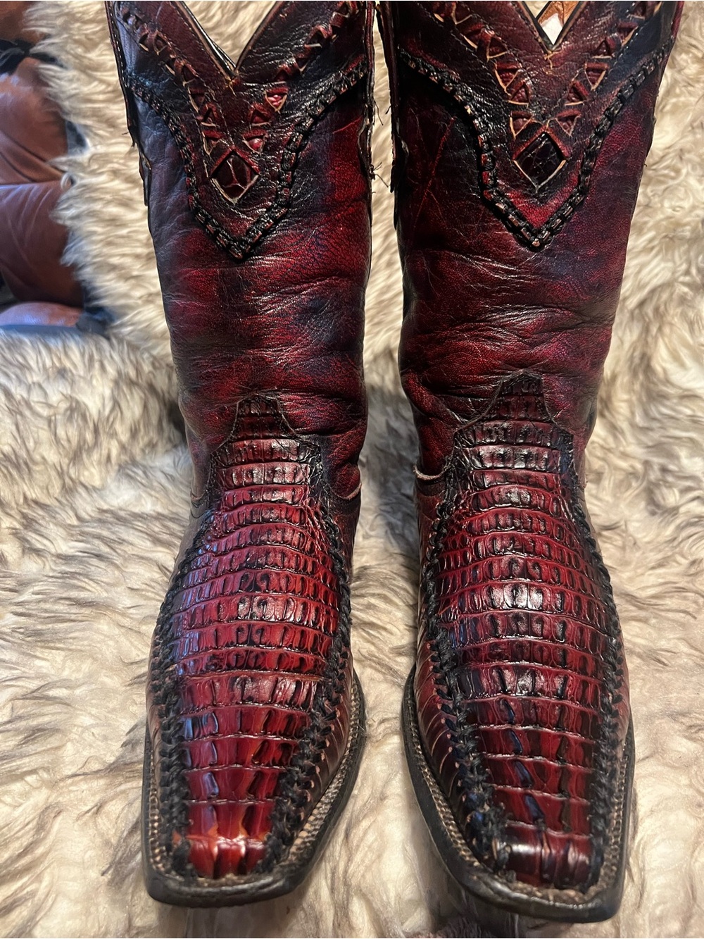 Men's Burgundy Exotic Leather Cowboy Boots size 26 Mex - 7 US - Picture 2 of 16